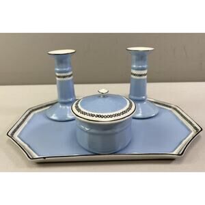 Moschendorf Bavaria Vintage 5 Piece Dresser Set, Tray, Candlesticks & Jar (Rare)
